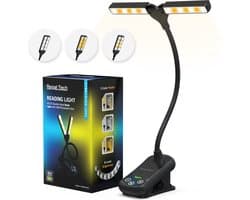 Regal Tech® Oplaadbare Leeslamp - Klemlamp - Draadloze Leeslamp - 3 Verschillende Lichtstanden - Dimbaar - USB-C - Zwart
