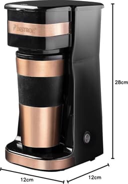 Koffiezetapparaat met Thermoskan – Met Beker – Koffiemaker – Koffiecups – Perfect voor Onderweg – Roestvrij Staal – Nieuw Design – 750W – Koper — thumbnail 3