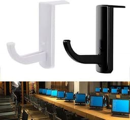 4 pack - Plastic hoofdtelefoonhouder - Koptelefoon Houder - Headset Houder - Rackstan daardhaak - voor computer Internetbar Bureau Kantoor -Monitor Houder - Zelfklevend(4-pack, zwart) — thumbnail 5