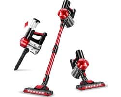 Stofzuiger zonder Zak – Op Accu – Tapijtreiniger – Vacuum Cleaner – Vlekkenreiniger – Draadloos – 150W – Rood