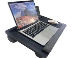 Avalux - Laptopkussen - Laptoptafel met Kussen - Laptophouder - Schootkussen - Schoottafel - Bedtafel - Laptray - Laptopstandaard - Geschikt voor Laptops en Tablets tot 17 inch - Hout Patroon - Zwart