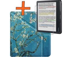 Hoesje Geschikt voor Kobo Libra Colour Hoes Book Case Trifold - Hoes Geschikt voor Kobo Libra Colour Hoesje Book Cover Met Screenprotector - Bloesem