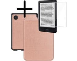 Hoes Geschikt voor Kobo Clara BW Hoesje Bookcase Cover Hoes Met Screenprotector - Hoesje Geschikt voor Kobo Clara BW Hoes Cover Case - Rosé Goud
