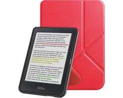 Hoes Geschikt voor Kobo Clara Colour Hoesje Bookcase Cover Book Case Hoes Sleepcover Trifold - Rood