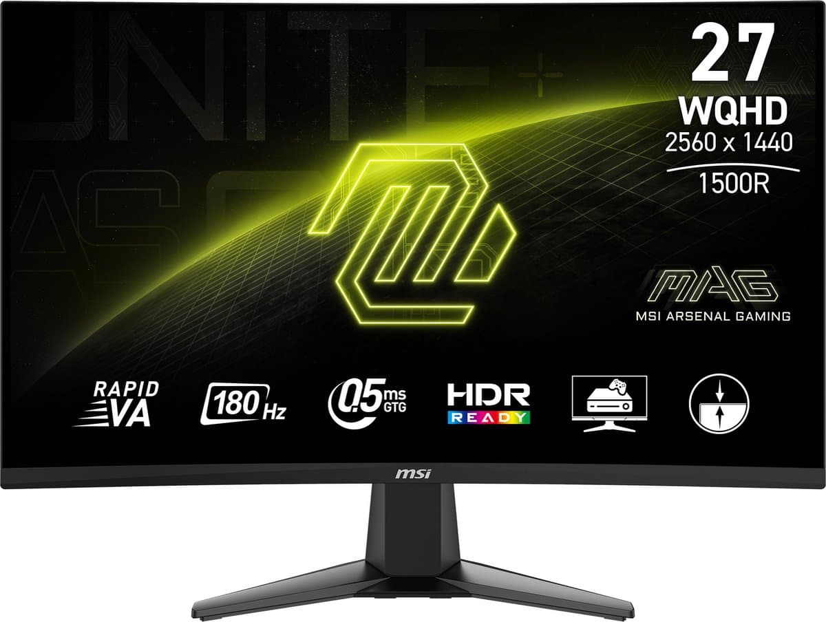 MSI MAG 27CQ6F - QHD Curved Gaming Monitor - 180Hz - 27 Inch — afbeelding 1