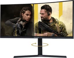 RAIDER 34 inch Ultra Wide Gaming Monitor - 165HZ - 34 inch - WQHD (3440x1440) - CURVED - 1 ms - FreeSync/G-Sync - Zwart — thumbnail 3