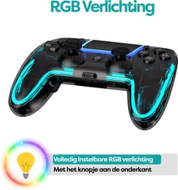 Draadloze RGB Controllers geschikt voor PS4 controller - Shock V3 - Macro Knoppen - LED Verlichting - Geschikt voor Playstation 4 Controller - Transparant — thumbnail 2