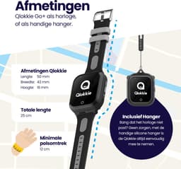 Qlokkie Kiddo GO PLUS - GPS Horloge kind - GPS Tracker kind - Videobellen - Veiligheidsgebied instellen - SOS Alarmfuncties - Smartwatch kinderen - Inclusief simkaart en mobiele app - Zwart — thumbnail 4