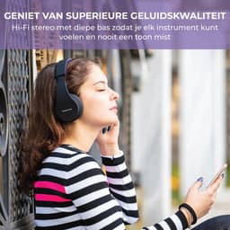 PowerLocus P1 Bluetooth Koptelefoon – Draadloos – Over Ear – Met Microfoon – Inklapbaar - incl. Hoes – Purper — thumbnail 4