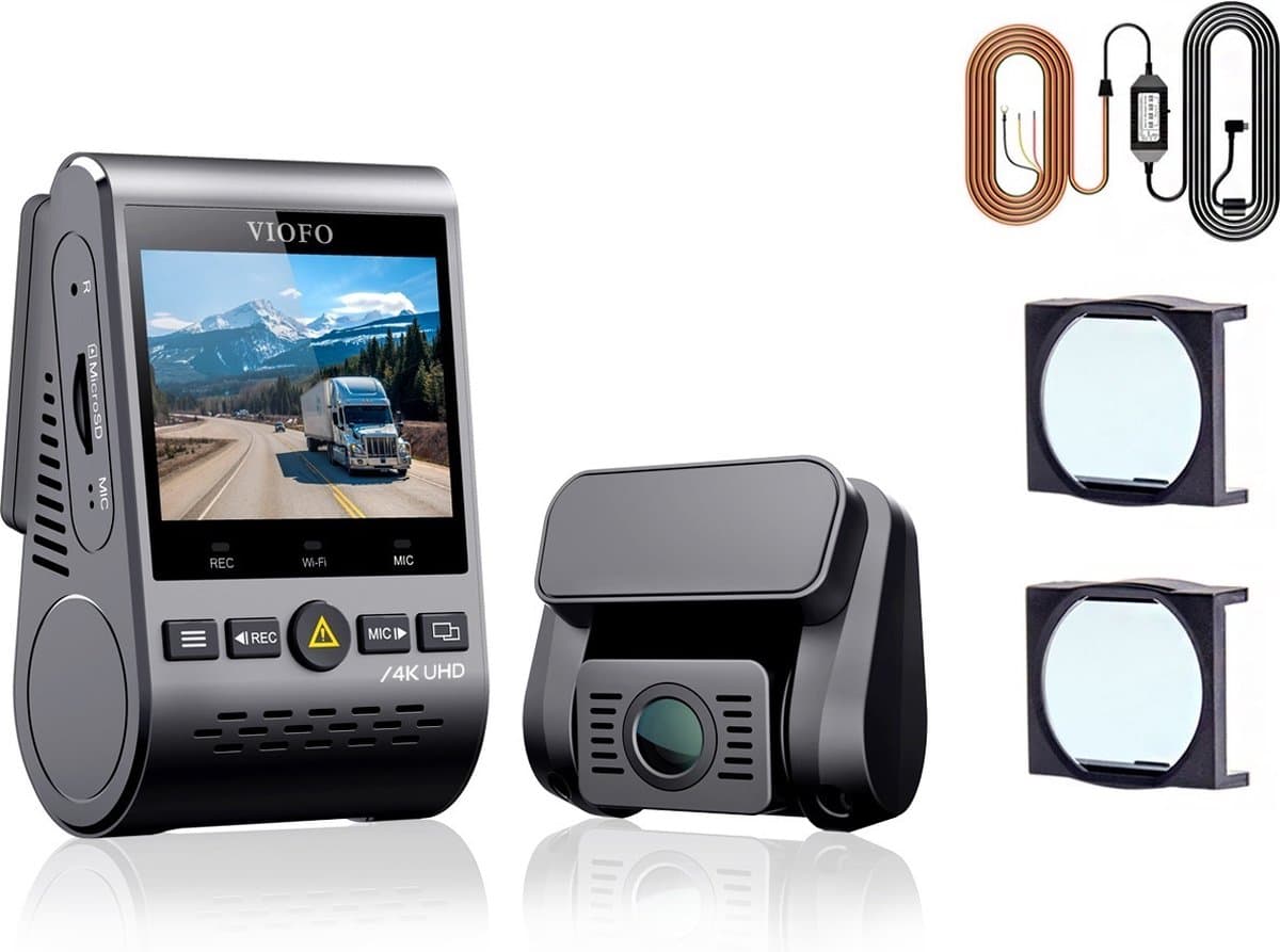 VIOFO A129 Duo Pro 4k Dashcam + GPS + Hardwire Kit + 2x CPL Filter - Voor en Achter Full HD Auto Dashcam — afbeelding 1