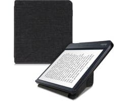 kwmobile ereader hoesje van stof - geschikt voor Kobo Libra H2O - Case met magneetsluiting - Cover in donkergrijs