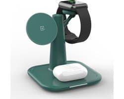 DrPhone Legend13 - 3 In 1 - 15W Magnetisch Draadloos Laadstation – Opladen Met iOS Magnetische Ring – Geschikt voor IOS iPhone 12/13/14 Pro/MAX/ IOS Smartwatch Serie 7/SE/6/5/4/3/2/1/ IOS Airpod 3/2/Pro - Groen