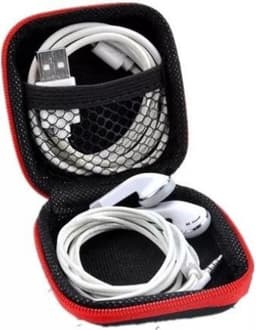 Oortjes opberg hoesje - Case - Etui - Organizer - Voor oordopjes en laadkabels - USB - Zwart — thumbnail 2