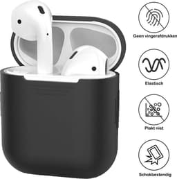 Hoesje - Geschikt voor Apple Airpods 1 - Siliconen Hoes met Clip - Silicone Case Cover - Zwart — thumbnail 2