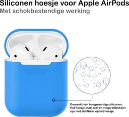 Hoesje - Geschikt voor Apple Airpods 2 - Siliconen Hoes met Clip - Silicone Case Cover - Blauw — thumbnail 3