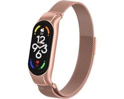 Milanees Smartwatch bandje - Geschikt voor Xiaomi Mi Band 7 Milanese band - rosé pink - Strap-it Horlogeband / Polsband / Armband