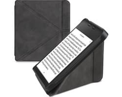 kwmobile e-reader hoesje geschikt voor Tolino Vision 6 hoes - Ereader flip case met standaard - E reader cover van kunstleer - In antraciet