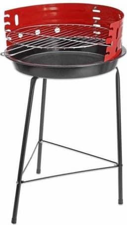 VAGGAN - Houtskoolbarbecue Ø33 cm - Verstelbare Grill BBQ - Halfopen | Zwart/Rood — thumbnail 4