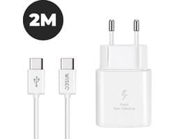 WISEQ Oplader voor Samsung - 2 meter kabel - USB C Snellader - Wit