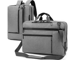 Laptoptas 17,3 Inch - 2 in 1 Laptop Rugzak en Schoudertas - 20 Liter - grijs/zwart