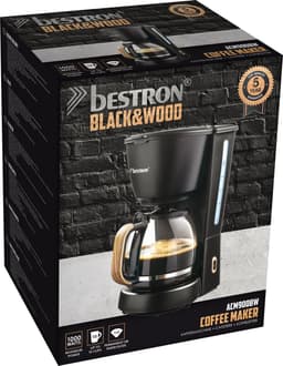 Bestron Koffiezetapparaat filterkoffie 1000W - ACM900BW - 1,5L, 10 koppen - Glazen kan - Zwart/hout - 5 jaar garantie — thumbnail 3