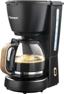 Bestron Koffiezetapparaat filterkoffie 1000W - ACM900BW - 1,5L, 10 koppen - Glazen kan - Zwart/hout - 5 jaar garantie — thumbnail 1