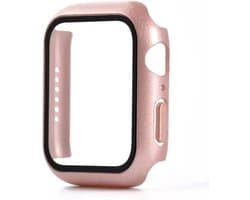 Smartphonica Hoesje met glazen screenprotector voor Apple Watch 42mm - Rosé Goud geschikt voor Apple Watch