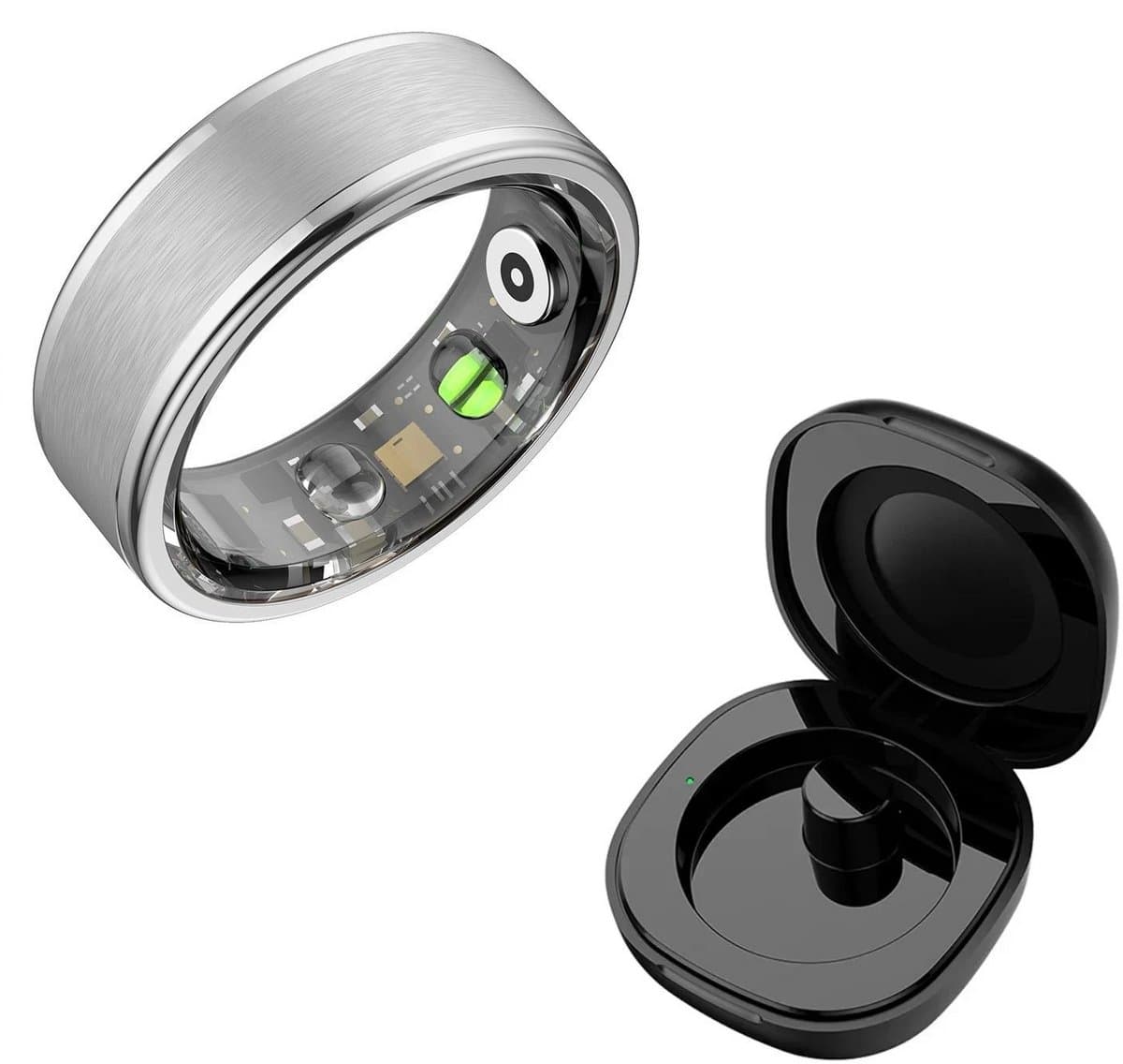 DrPhone RingSense V3 – Smart Ring - Europese ringmaat 54 - 5ATM Waterdicht – Slaapmonitor – Hartslagmeter - SpO2 + Case - Zilver — afbeelding 1