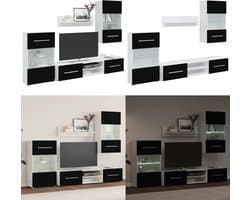 vidaXL 5-delige Tv-meubels met LED-verlichting bewerkt hout matzwart - Tv-meubel Met Opbergruimte - Tv-meubel Met Opbergruimte -Tv-meubel - Televisie-eenheid