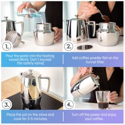 Espressomaker VeoHome 500ml RVS - Percolator inductie - Moka pot 10 kops - Robuuste, Compatibel met Alle Kookplaten — thumbnail 2