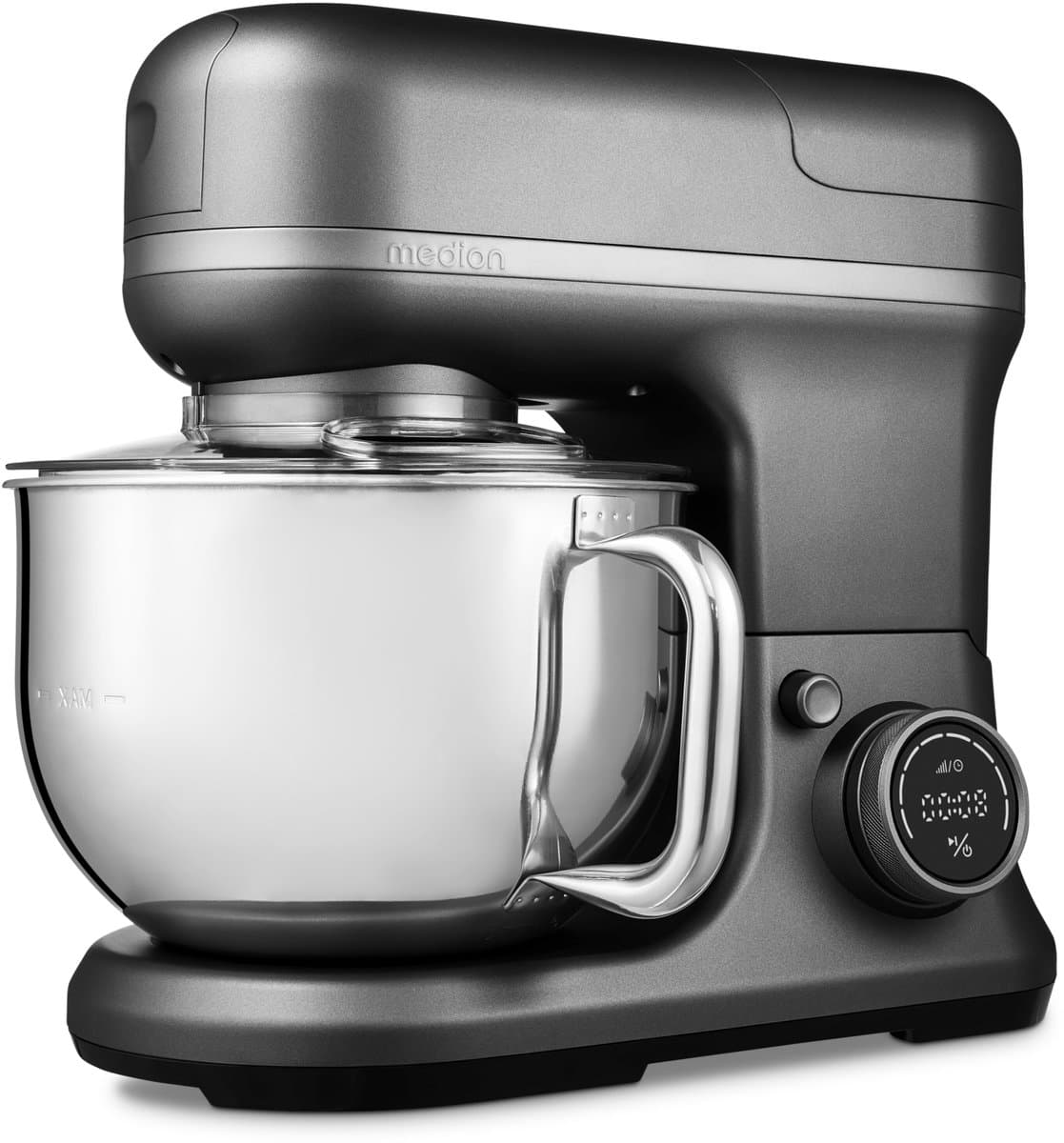 MEDION 3 in 1 universele keukenmachine (digitaal, 1200 watt, 8 standen, mengen kneden roeren hakkenmolen, ijscoupe voor het bereiden van ijs, digitaal aanraakscherm, MD18430) Titanium — afbeelding 1