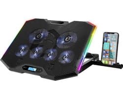 DailySupplies® Laptop Cooler - Laptop Stand met Telefoonhouder - Laptop Verhoging - Standaard - Cooling Pad - Zwart