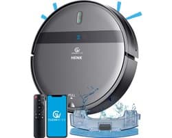 CleanWise Henk – Robotstofzuiger met Dweilfunctie & Laadstation – Dweilrobot – 4500 Pa Zuigkracht – HEPA 14 Filter – Ultra Dun 7,4 cm – App & Spraakbediening (Google/Alexa) – Voor Huisdierharen, Harde Vloeren & Tapijt – Nederlands Merk