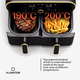 Klarstein Airfryer AuraAir Color Touch Heteluchtfriteuse - 2 Compartimenten 11L 1700W - 80-200°C 8 Programma's - voor Keuken - Touch Met BPA-Vrij - Heteluchtoven Frituurpan — thumbnail 2