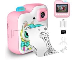 iTeck Digitale Kindercamera - Kindercamera met foto printer - inclusief 32gb micro sd kaart - Unicorn speelgoed - Premium pakket - Eenhoorn