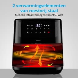 MEDION P10 XL Airfryer (6,8 liter XXL heteluchtfriteuse, 2.150 watt, twee roestvrijstalen verwarmingselementen, schudalarm, 9 automatische programma's, touch bedieningspaneel, LED-display) — thumbnail 5