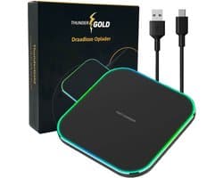 ThunderGold Draadloze oplader - Wireless Charger - Oplader Draadloos - Draadloze opladers - Draadloze lader - Snellader - Incl. Kabel - Zwart