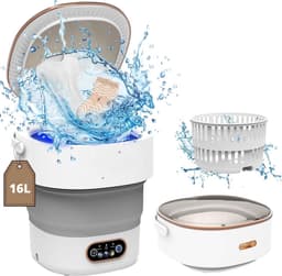 Mini Wasmachine - 16L - 2.3kg - 2-in-1 - Centrifuge - Energiezuinig - Voor Camping & Reizen - Lichtgewicht & Praktisch - Duurzaam & Handzaam - Compact & Stijlvol - Efficiënt & Snel - Makkelijk te Reinigen — thumbnail 1