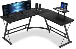Bayt Hoekbureau - Bureau - Game Bureau - Gaming bureau - L vormig bureau - Computertafel - Zwart - 129 x 129 x 74 cm — thumbnail 1