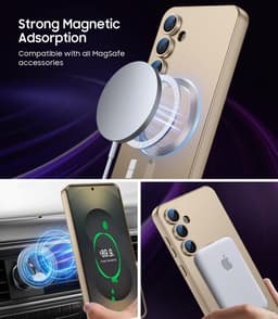 AziLine Magnetische Premium Goud Hoes voor Galaxy S25 – Stijlvolle Bescherming met Ingebouwde MagSafe en Camera Lens Bescherming Geschikt voor Samsung Galaxy S25 — thumbnail 4