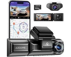 AZDome M770 Pro 3CH 4K Wifi Gps dashcam voor auto met interieur camera - 4K + 2x Full HD resolutie - Night vision - Parkeerbeveiliging - 64gb Micro SD kaart - 3,0 inch LCD scherm - 170 + 140 + 140 graden kijkhoek - Nachtzicht — thumbnail 1