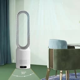 Boleen - Designer Fan - Ventilatoren - Ventilator Staand - Bladloos - Geluids Arm - Met Afstands Bediening - Intiligent - Ideal voor in de Woonkamer - Blauw — thumbnail 4