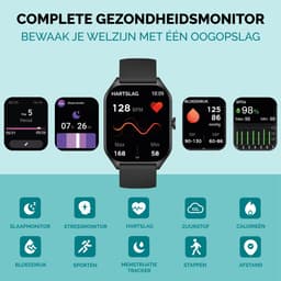 Royal Supplies C50 - Smartwatch- Smartwatch Dames & Heren - Screenprotector - 2026- Bellen- HD Touchscreen - Horloge - Stappenteller - Bloeddrukmeter - Saturatiemeter - IOS & Android - Zwart — thumbnail 4