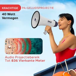 Pyle Megafoon Luidspreker - 40Watt Compact PA Bullhorn - Draagbare Luidsprekerhoorn met Sirene en LED Zaklamp - Verstelbaar Volume - Afneembare Microfoon — thumbnail 4