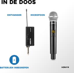 Draadloze microfoon - Geschikt voor JBL speakers - met plug-in ontvanger -Vonyx WM552- UHF draadloze microfoonset met 2 microfoons — thumbnail 3