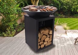 Vuurschaal Evelyn met grillplaat - 80x80x92 cm - Zwart - Sens-Line - Barbecues - Zwart - Staal — thumbnail 3