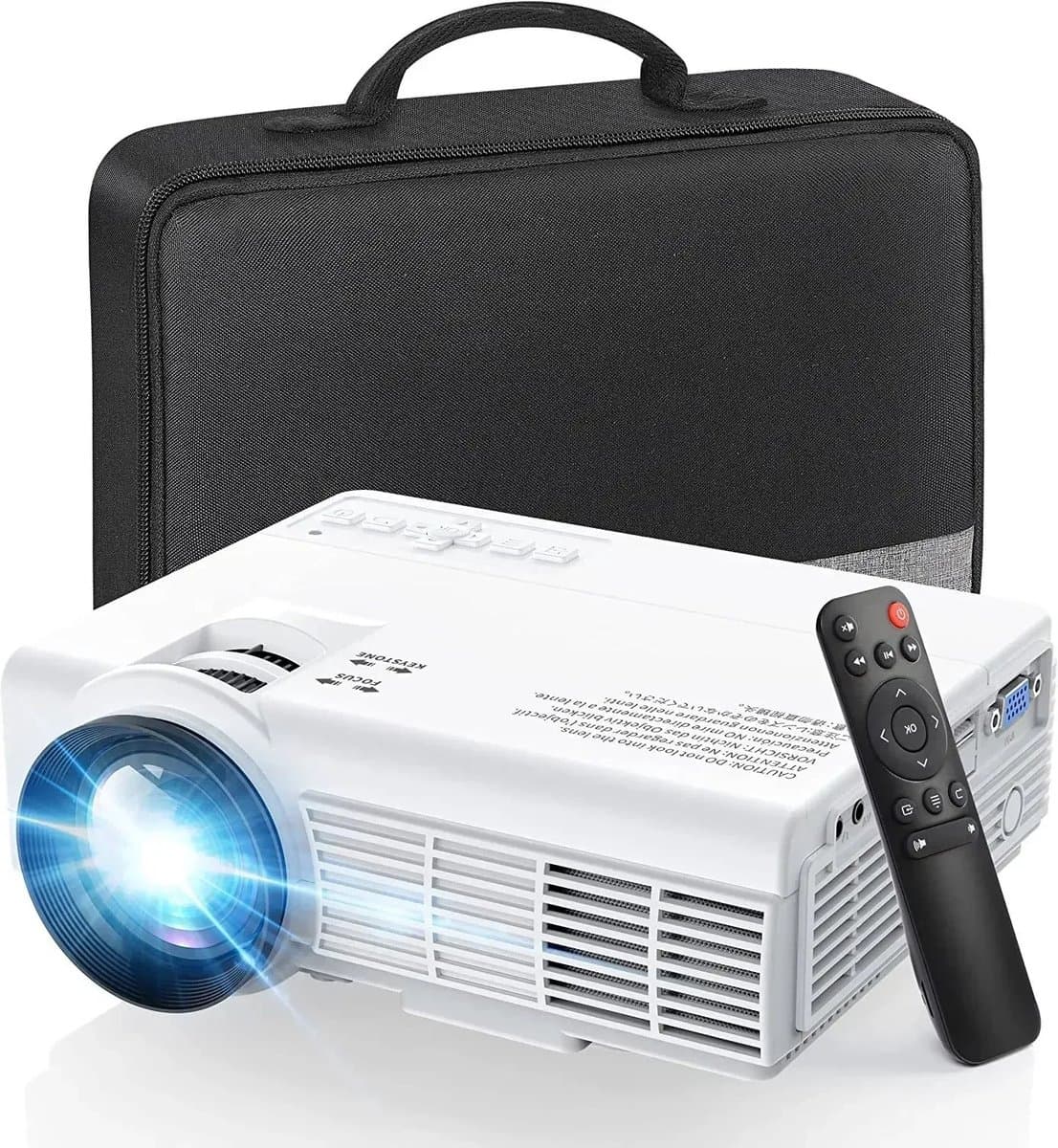Carlovo Projector - Mini Beamer - Mini Projector - Beamer - Draagbare Projector - Thuisbioscoop - LED - Afstandsbediening - Inclusief Reistasje - Wifi - Bluetooth - Full HD 1080P - Wit — afbeelding 1