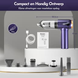 Kruimeldief Snoerloos – 15000 PA Zuigkracht – 7 Opzetstukken – Auto Handstofzuiger met HEPA Filter – Air Duster – Kruimelzuiger – Woodoro — thumbnail 8