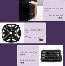Airfryer - Grote Capaciteit - Inhoud 8L - Multifunctionele Friteuse - Heteluchtfriteuse - Temperatuurregeling - 220-240V - Oven - Grill - Defrost Function - Zwart — thumbnail 6