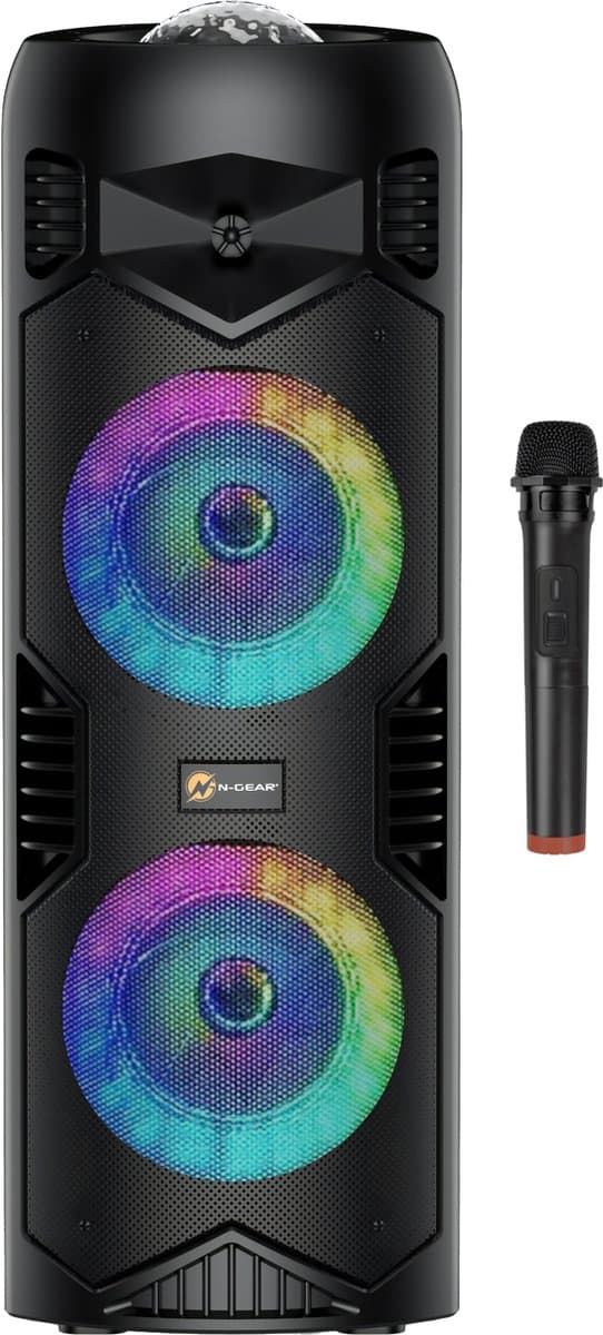 N-GEAR LGP5150 - Draadloze Bluetooth Party Speaker - Karaoke Set - 1 Microfoon - Discoverlichting - Stealth Black — afbeelding 1